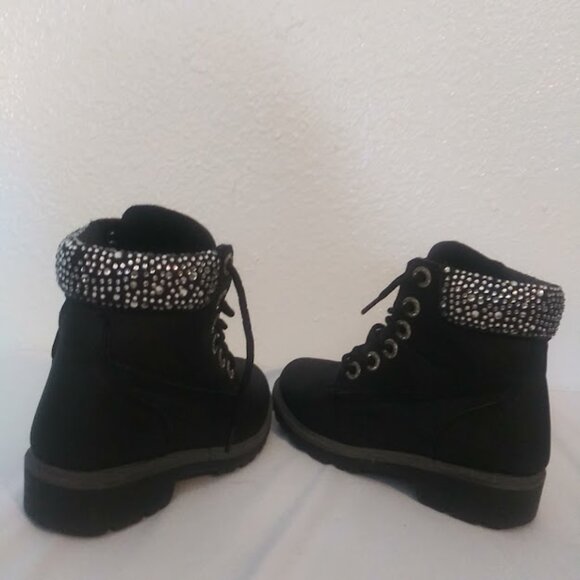 Black and silver rhinestone ankle boots girls size 13 - Picture 3 of 11